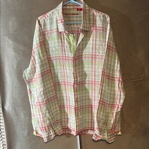 Report Collection Men Multicolor Plaid Shirt 100% linen with ribbed bottom